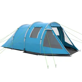 3-4 Man Tunnel Tent, Two Room Camping Tent with Windows and Covers, Portable Carry Bag, for Fishing, Hiking, Sports, Festival - Blue