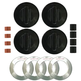 8214 Universal 4 Pack Black Replacement Knob Kit Gas Stove