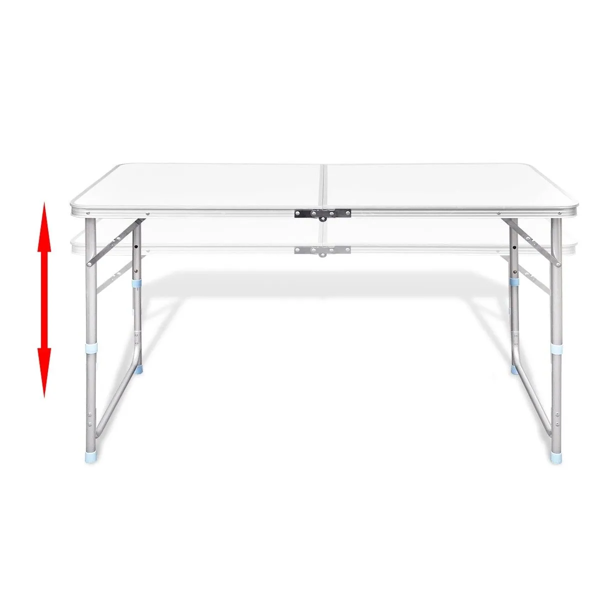 Aluminium Folding Portable Garden Camping Picnic BBQ Table Height Adjustable 120 x 60 cm - white