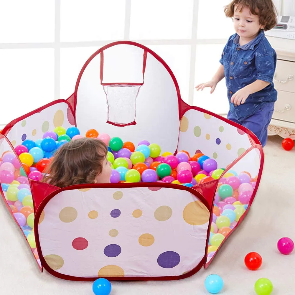 Ball Pit with Basketball Hoop, 1-6 Years Child Toddler Ball Ocean Pool Tent for Boys and Girls Healthy Pop Up Star Play Tent (1.5 Meter)