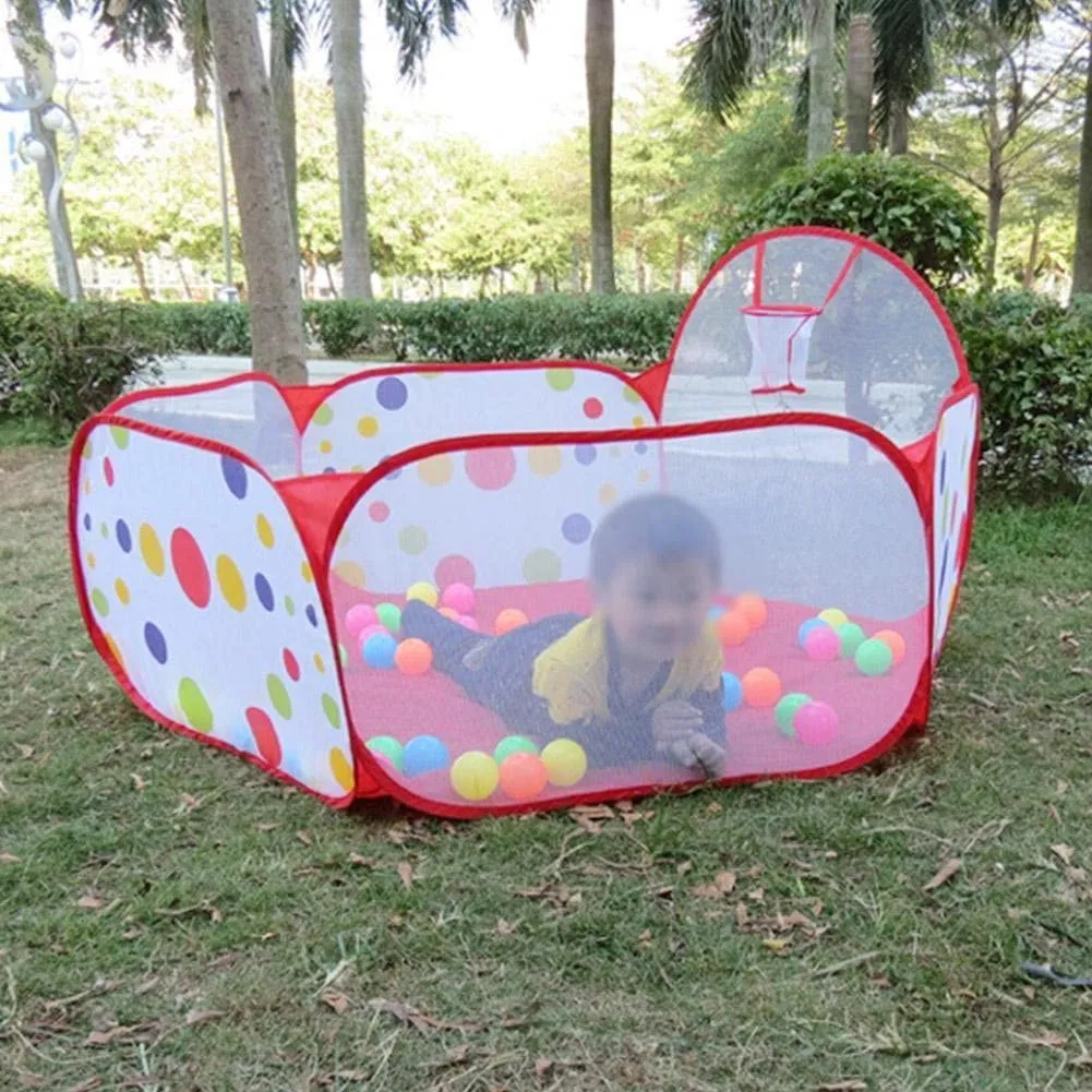 Ball Pit with Basketball Hoop, 1-6 Years Child Toddler Ball Ocean Pool Tent for Boys and Girls Healthy Pop Up Star Play Tent (1.5 Meter)