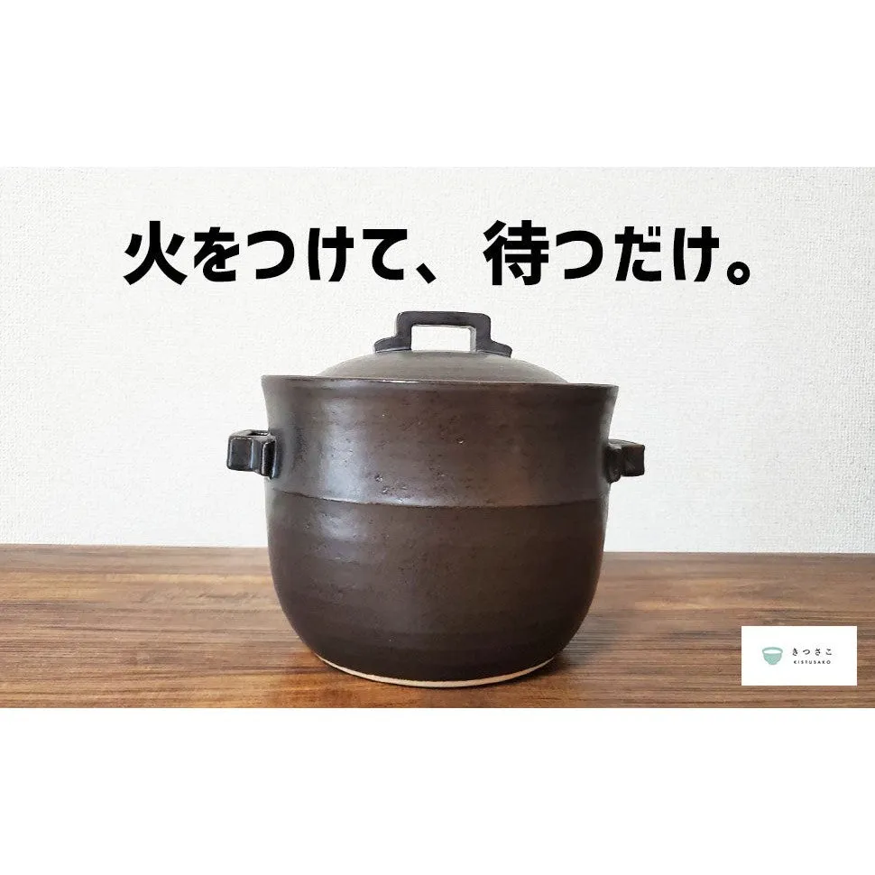 Banko Ware Donabe Rice Pot 4-Go Double Lid