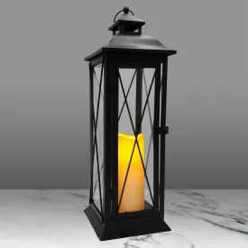 Battery Operated LED Metal Lantern - Crisscross