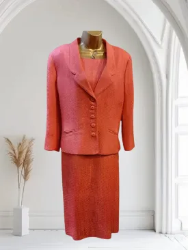 Caroline Charles London Vintage Coral Dress & Jacket UK 16 US 12 EU 44