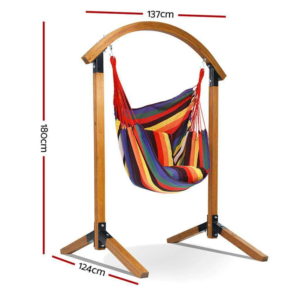 Cotton Hammock Chair with Wooden Stand