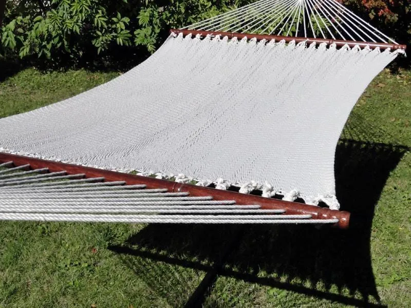 Deluxe Polyester Rope Hammock with Wicker Stand