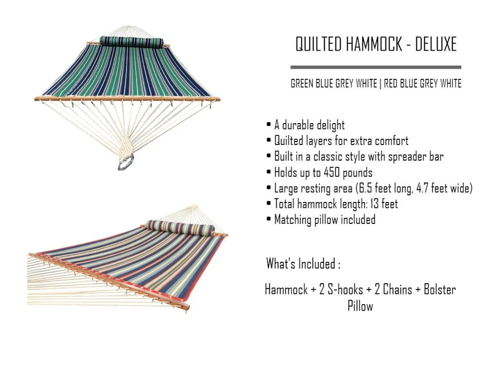 Deluxe Quilted Hammock with Wicker Stand