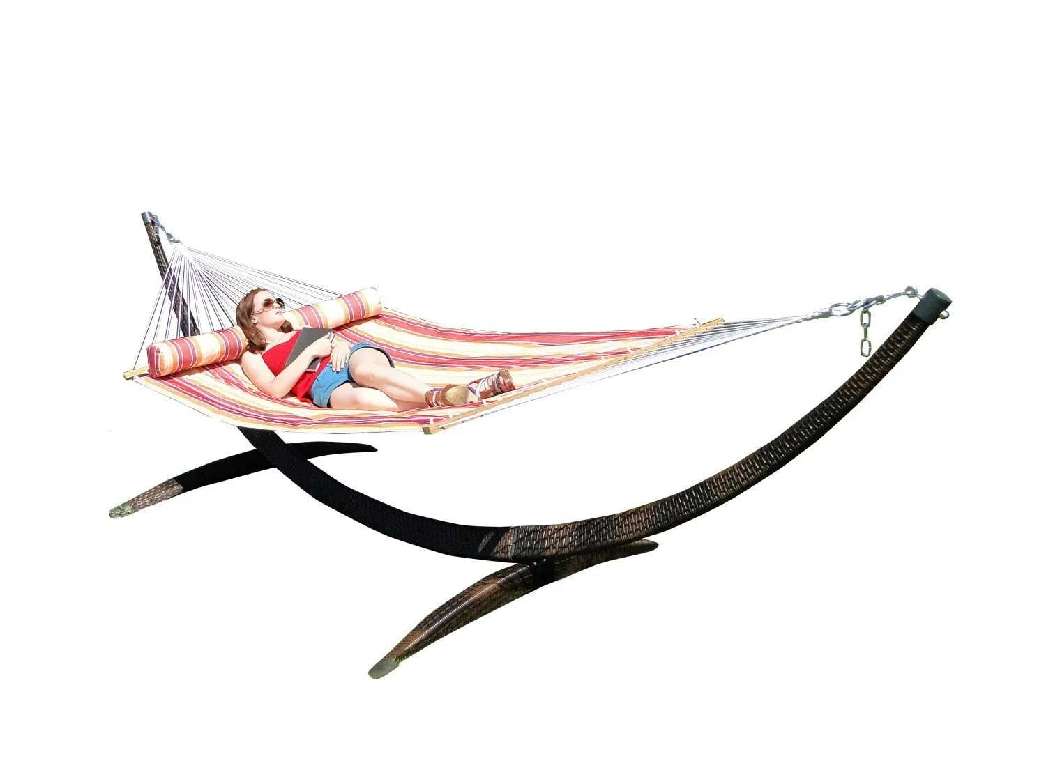 Deluxe Quilted Hammock with Wicker Stand