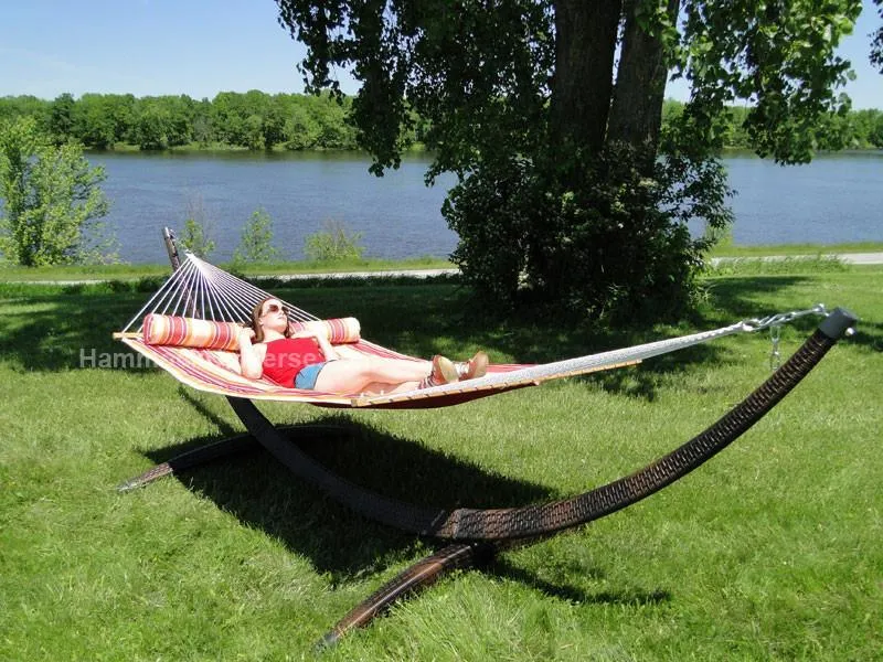 Deluxe Quilted Hammock with Wicker Stand