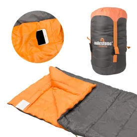 Envelope Sleeping Bag Single 3 Season Double Insulation Grey & Orange