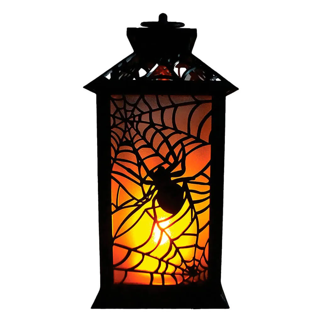 Flaming LED Candle Plastic Lantern Spider, 11.7in