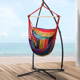 Gardeon Outdoor Hammock Chair with Steel Stand Hanging Hammock Pillow Rainbow