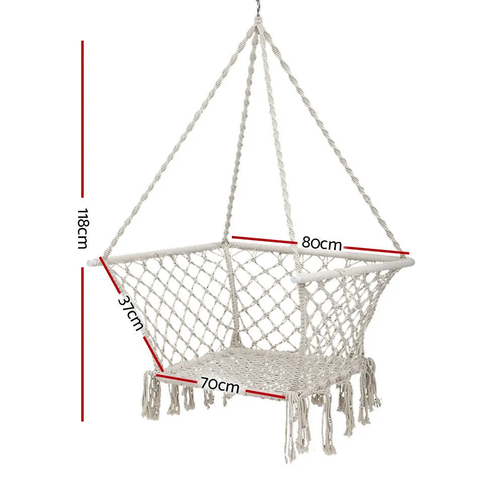 Hammock Chair Patio Swing Hammocks Portable Cotton Rope Cream