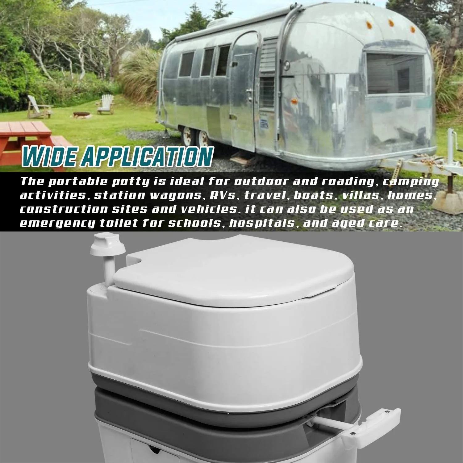 ITEM# 0071   TPS Power Sports Portable Toilet Flushing Splash-Free Dumping Camping Toilet Anti-Leak Water Pump Large Capacity Waste Tank Travel Toilet Quick and Easy Setup (Watch Video)