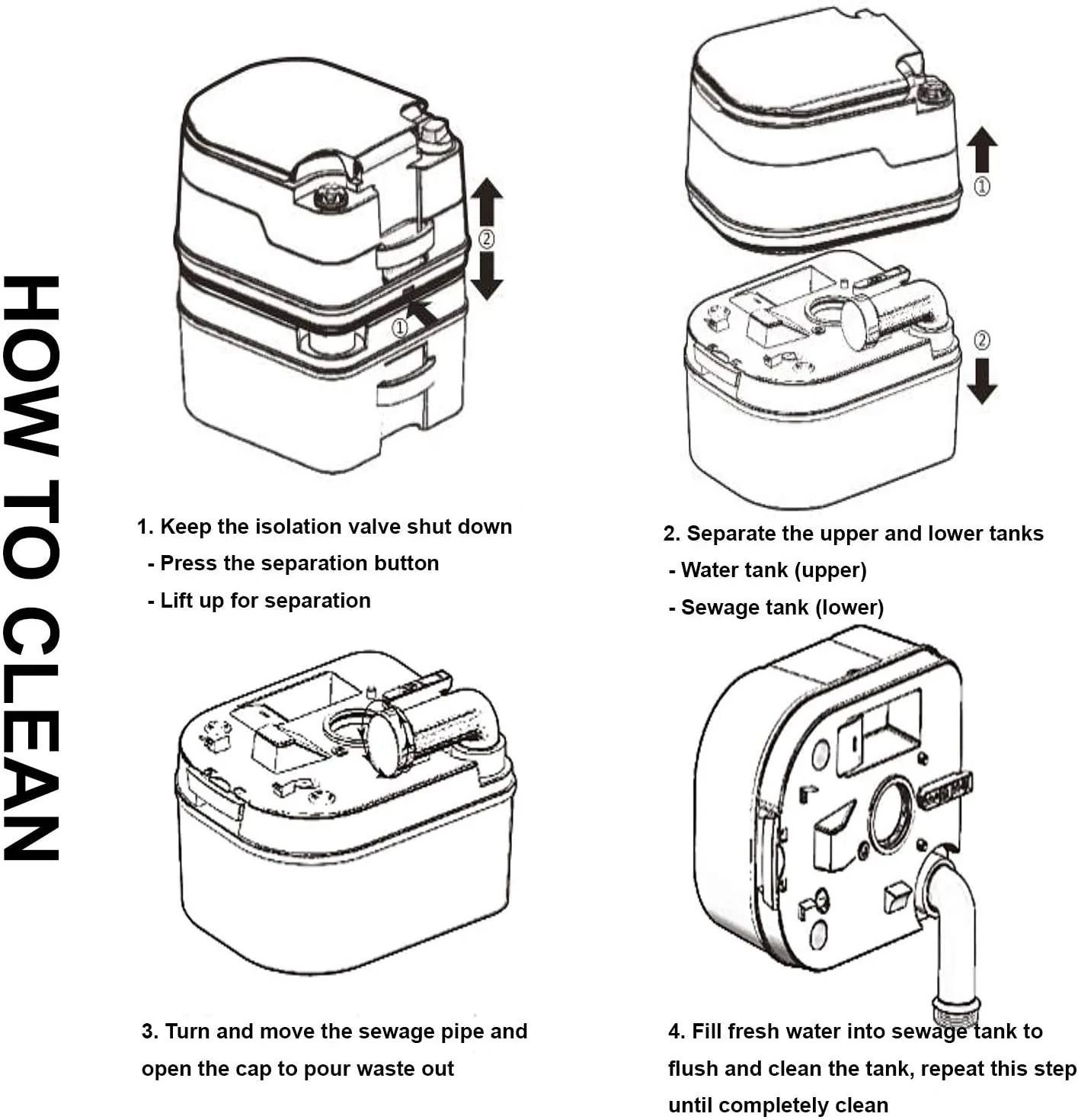 ITEM# 0071   TPS Power Sports Portable Toilet Flushing Splash-Free Dumping Camping Toilet Anti-Leak Water Pump Large Capacity Waste Tank Travel Toilet Quick and Easy Setup (Watch Video)