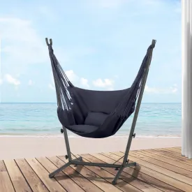 Outdoor Hammock Chair with Metal Stand, Grey - Gardeon