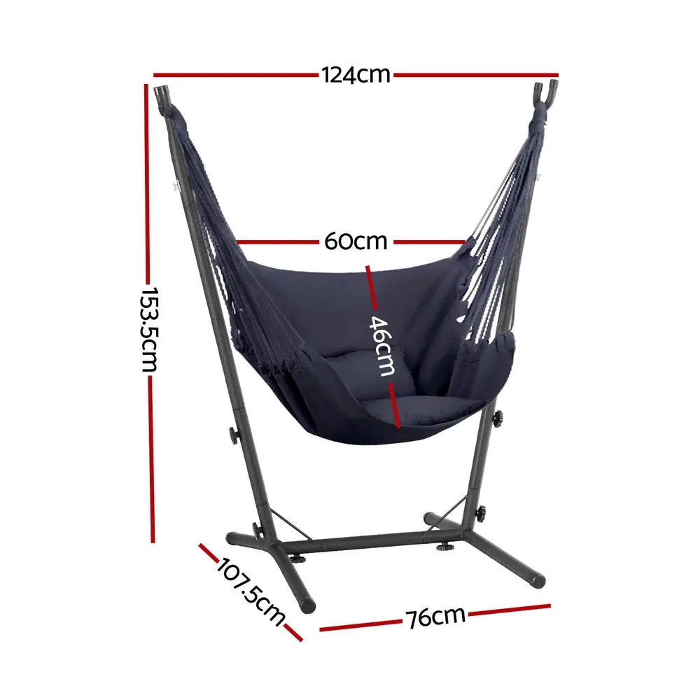 Outdoor Hammock Chair with Metal Stand, Grey - Gardeon