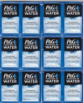 P&G Purifier of Water Portable Water Purifier Packets. Emergency Water Filter Purification Powder Packs for Camping, Hiking, Backpacking, Hunting, and Traveling. (12 Packets)