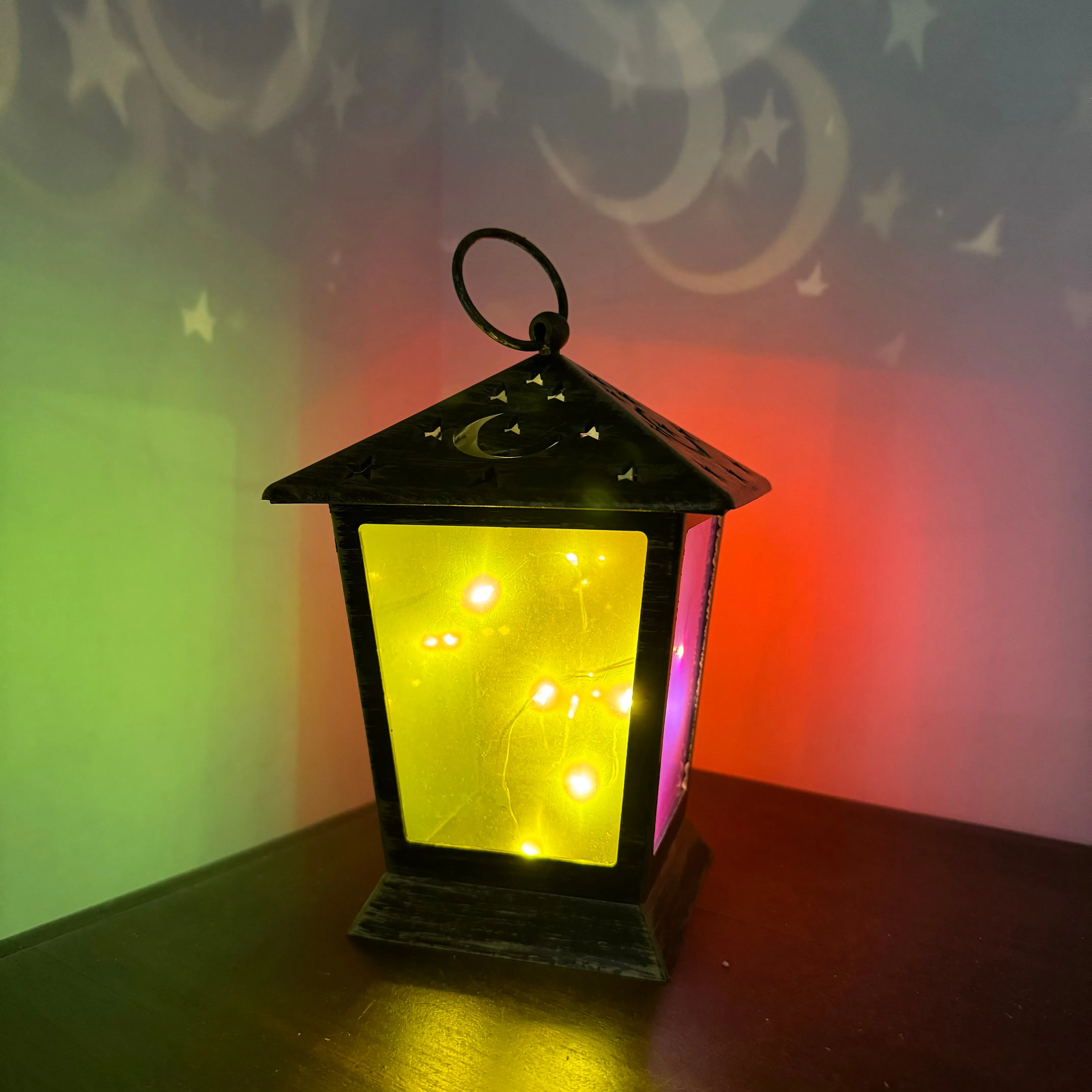 SALE - Moroccan Star and Moon LED lantern with fairy lights (batteries incl)