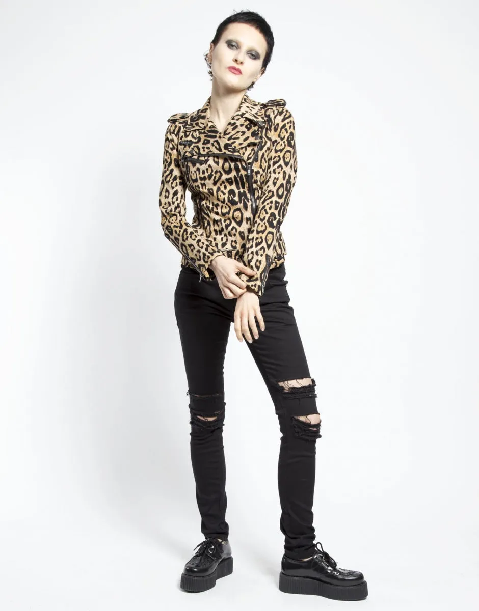 Tripp NYC Leopard Wild Child Moto Jacket