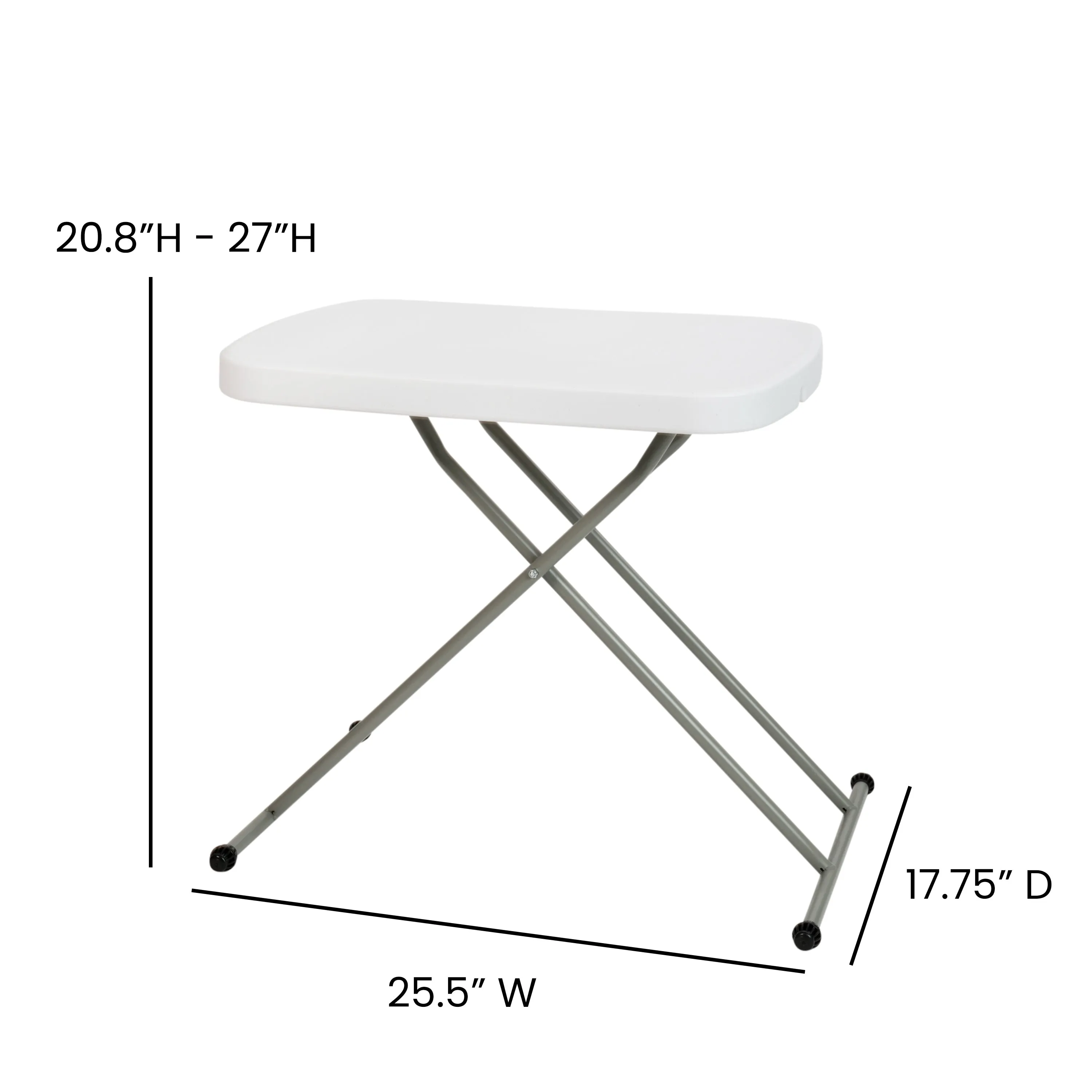 White Folding Adjustable Table DAD-YCZ-66X-GW-GG